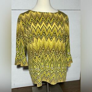 QVC brand 3X BOGO style top. Tequila gold brown & green. 28” length 25” …